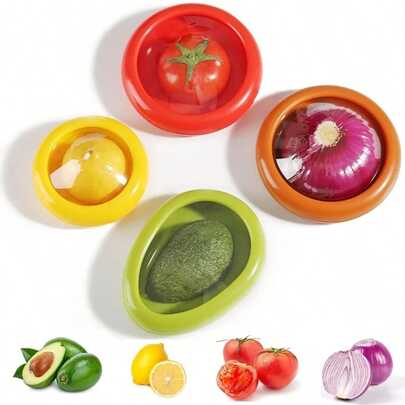 1pc/4pcs Fresh-Keeping Box Set For Fruits And Vegetables - Refrigerator Storage Container With Cover, Food Crisper, And Fruit Keeper - Reusable Kitchen Accessory For Preserving Freshness Fruit And Vegetable Anti-Oxidation Storage Box