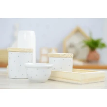 Porcelain Hygiene Care Kit Polka Dot Baby Tray Modern Boy Girl Children's Bedroom Washbasin Bathroom K066 - 灰色 - 查看 9