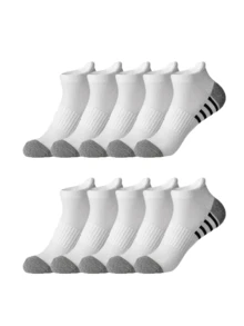 5 Or 10 Pairs Solid Color & Simple Striped Casual Short Socks, Suitable For Daily Wear - Multicolor - View 10