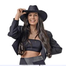 Chapéu Cowboy Sertanejo Unissex Festa Junina Rodeio Country Boiadeiro Camurça Cosplay - Preto - Visão 2