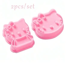 Sanrio 2 pièces/set Moule à fruits hello kitty et Stitch de Sanrio - Emporte-pièce de biscuit PP mignon, parfait pour les cadeaux d'anniversaire Kawaii et la décoration de la cuisine, moule à pastèque, cadeau de la Fête des Mères