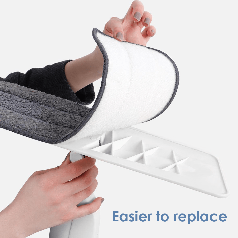 Mop Set With Spray Function 360° Flexible Head 3 Microfiber Pads Wet And Dry Use For Bathroom Kitchen Office - White - View 9