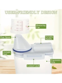 4pcs 5 Pound Rice Sealed Dry Grain Storage Container Rice Storage Box Grain Container Dispenser, Thickened Plastic Transparent Food Storage Box With Pouring Port, Grain Meat Cup, Flour Snacks - Nhiều màu - Xem 7