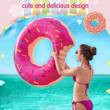 1 Stück Schwimmring, Sommer Schwimmreifen und Pool, aufblasbarer runder Schwimmring, tragbarer Donut Schwimmring für Outdoor-Partys und Strand, Strandutensilien, Strandaccessoires