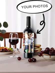 4-42PCS Custom Photo And Text Wine Bottle Sticker, Custom Photo Label, Custom Wedding Style Sticker, Custom Label, Personalized Photo And Text Bottle Sticker, Personalized Sticker, Wedding Label, Square Sticker, Colored Decal Label