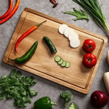 1pc Premium Rosewood Cutting Board With Juice Groove - Thick & Durable Rectangular Kitchen Chopping Board, Suitable For Meat, Fruits, Vegetables, Cooked Food - Great For Home Cooking, Cheese Platter, Farmhouse Style Kitchen Tool, Kitchen Accessory