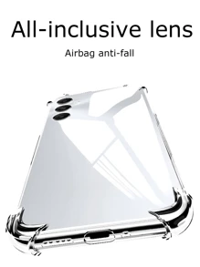 1pc Transparent Four-Corner Anti-Drop Case, Compatible With Samsung Series, Samsung Phone Transparent Four-Corner Anti-Drop Case, Phone Case, Protective Cover, Phone Shell, Phone Sleeve, Anti-Drop Phone Case, Transparent Phone Case, Minimalist Phone Case, Solid Color Phone Case, Transparent Phone Case, TPU Phone Case Anti-Drop (Military-Grade Anti-Drop)