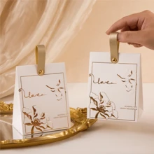 20/50 件奶油白色压花玫瑰花糖果盒，婚礼礼品盒配皮绳礼品袋，巧克力糖果包装礼盒，适用于婚礼派对装饰 - 彩色 - 查看 10