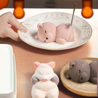 1pc Sleepy Bear Silicone Mold, Cute Bear Shaped Mold For DIY Crafts, Candle Making, Dessert Decor