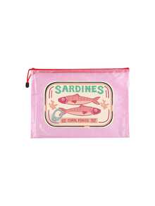 Cuatro tipos de bolsas de cosméticos impermeables impresas con latas de pescado, incluidas bolsas de cosméticos para la playa de verano, bolsas para aperitivos, bolsas de almacenamiento de productos de belleza, bolsas de almacenamiento de cargadores, bolsas de almacenamiento de esmalte de uñas y bolsas de cosméticos aptas para gran capacidad, moda, estilo simple