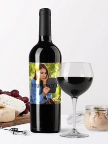 4-42PCS Custom Photo And Text Wine Bottle Sticker, Custom Photo Label, Custom Wedding Style Sticker, Custom Label, Personalized Photo And Text Bottle Sticker, Personalized Sticker, Wedding Label, Square Sticker, Colored Decal Label