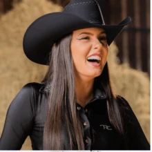 Chapéu Cowboy Sertanejo Unissex Festa Junina Rodeio Country Boiadeiro Camurça Cosplay - Preto - Visão 1