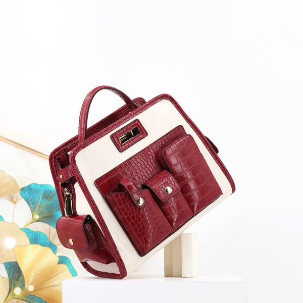 Topseller Tasche Damen Handtasche Modische Designertasche Beliebtes und hochwertiges Kroko-Material Handtasche für Mädchen 30 cm