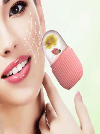 2 件畅销冰块面部按摩滚轮，便携式毛孔紧致护肤冰块托盘，颜色随机