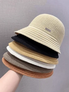 1pc Women Knitted Breathable Fisherman Cap, Multi-Color Korean/Japanese Minimalist & Versatile Slim Sun Hat, Made Of Polyester Fiber - Multicolor - View 6