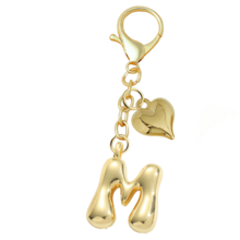 A-Z字母钥匙扣 - 精致金色金属字母钥匙圈，配有龙虾扣和心形装饰，采用耐用锌合金材质，适合度假、约会、海滩、购物、通勤、学习等各种场合，完美搭配钱包、耳机盒、背包和车钥匙 - 理想的生日礼物和钥匙配件 | 精致钥匙扣 | 金属钥匙扣，春夏最佳搭配 - 金色 - 查看 11