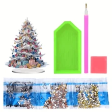5D DIY Merry Christmas Flat Christmas Tree, Santa Claus Diamond Painting Desktop Decor, Colorful Spherical Crystal Diamond Art Mosaic Desktop Decor, Home Decor Craft Kit/Suitable For Family, Friends Holiday Gifts