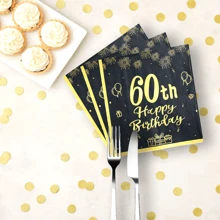 20 قطعة من المناديل السوداء والذهبية، مناسبة لأعياد الميلاد 18/21/30/50/60/70 - مناديل ورقية ذات طبقتين للاستخدام مرة واحدة، مناسبة للمناسبات والأعياد والأعياد السنوية وديكور المائدة والمنزل للرجال والنساء