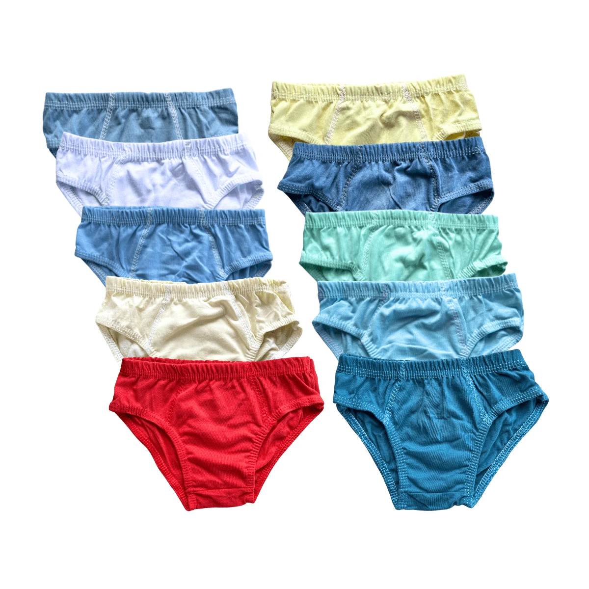 Kit 10 Comfortable Children's Briefs, 100% Cotton With Lining - 彩色 - 查看 1