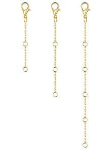 3Pcs Golden Stainless Steel Necklace Extender Chain Necklace Extenders Tail Chains For Bracelet Anklet Stainless Steel Chain Extenders For Jewelry Making