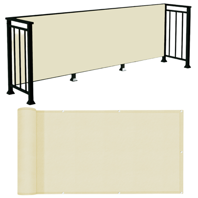 Opaque Privacy Fence, Waterproof Balcony Privacy Screen Protector - UV Shield For Apartment Railings, Outdoor Patios, Decks, Porches (Beige)