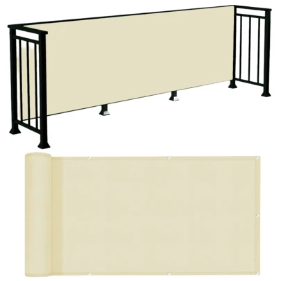 不透明隱私圍欄，防水陽台隱私屏幕保護器-適用於公寓欄杆、室外露台、甲板、門廊(米白色)