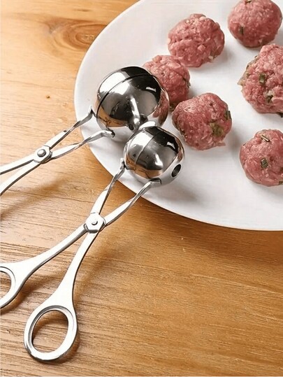 2pcs, Meatball Maker, 304 Stainless Steel Meat Baller, Kitchen Gadgets, Restaurant Kitchen Accessories Multifunctional Stainless Steel Meatball Scoop - Homemade Fish Ball Maker, Meatball Presser, Ice Cream Scoop, Kitchen Tool, Rice Ball Mold