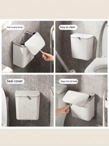 1 PIEZA Papelera colgante blanca para la cocina, papelera de basura montada en la puerta del gabinete, papelera de pared ahorradora de espacio, adecuada para cocina y baño, papelera de cocina, accesorios de cocina, papelera de dormitorio, papeleras de baño, organizador.