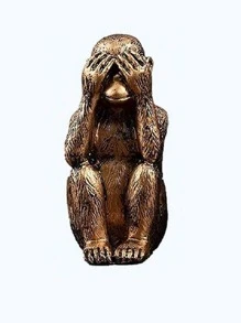 1/3 Wise Silver Monkey Statue For Home Decor, Hear No Evil, See No Evil, Speak No Evil Figurine For Living Room Bohemian Style Desk Modern Desktop Decor, Monkey Gift Stand Decoration