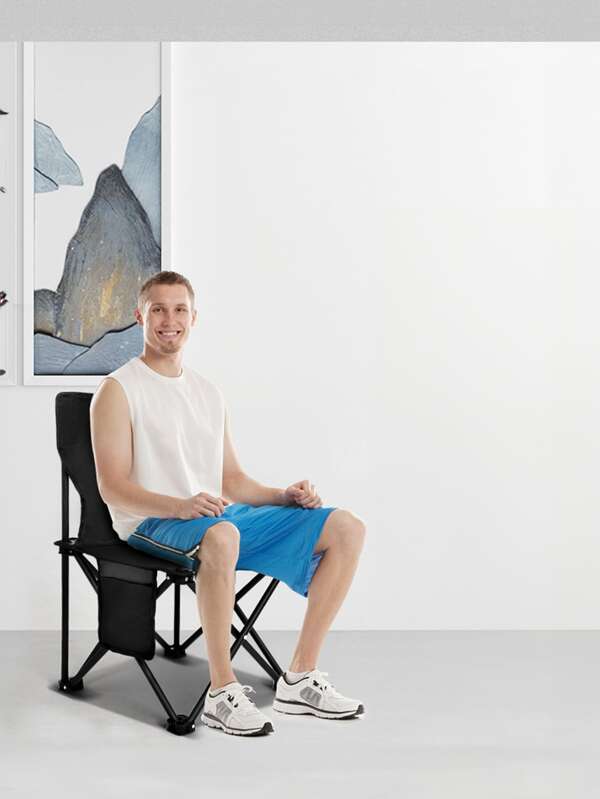 1pc Portable Backrest Foldable Camping/Fishing/Beach Stool Chair