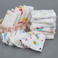 paquete de 5 pañuelos de gasa de 6 capas de 25cm*50cm con diseños de dibujos animados y colores aleatorios, baberos para niños, toallitas para bebés, paños de eructos, paños para regurgitación de recién nacidos, toallas para bebés - Multicolor - Ver 3