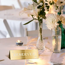 3pcs/6pcs Gold Mirror Acrylic Wedding Table Number Signs, 5.9 X 1.8inch - Acrylic Place Cards, Double-Sided Wedding Party Restaurant Reserved Cards, Suitable For Wedding, Birthday Party, Restaurant And Conference, School Supplies,Back To School