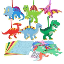 6/8 件儿童缝纫工艺套装毛毡动物儿童生日礼物益智玩具毛绒动物套装 DIY 套装适合男孩和女孩 - 彩色 - 查看 15