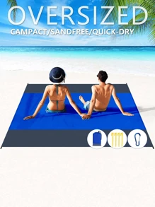 Extra Large Anti-Sand Beach Blanket, 55''*78'' Extra Large Beach Mat, Portable Picnic Mat For Traveling, Camping And Hiking, Lightweight Beach Essential Household Waterproof Mat Nylon (1 Piece )