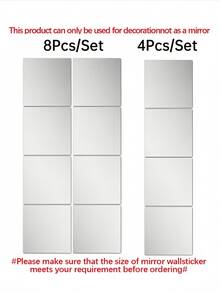 1 Set Of 4 Pcs 20CMx4 Rounded Acrylic Decorative Mirror Wall Stickers, Self-Adhesive Full-Length Mirror For Bedroom, Dormitory, Dressing, Not For Use As Actual Mirror Home Decor Back To School Room Decor School Supplies