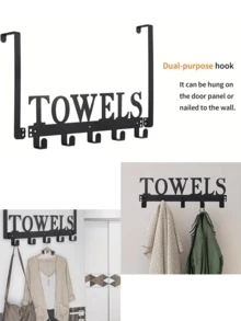 1pc Over The Door Hooks, Towel Holder For Bathroom, Door Mount Towel Rack Towel Hooks For Bedroom Kitchen Pool Towels Bathrobe Wall Mount Hang On The Door Cabinet Cupboard Metal Sandblasted
