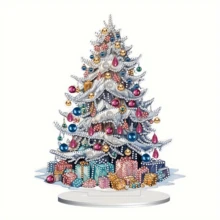 5D DIY Merry Christmas Flat Christmas Tree, Santa Claus Diamond Painting Desktop Decor, Colorful Spherical Crystal Diamond Art Mosaic Desktop Decor, Home Decor Craft Kit/Suitable For Family, Friends Holiday Gifts