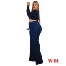 Women's Wide Leg Plus Size Jeans High Waist Curve - Dark Wash - View 2