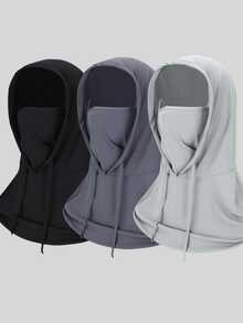 1 件男女通用冰丝遮阳拉法帽 - 防紫外线全脸罩，适合骑行 - 透气、无缝、可调节颈围围巾，带抽绳，户外摩托车骑行自行车钓鱼头饰帽子，带挂耳，女士防晒面罩，男士骑行风帽，滑雪面罩