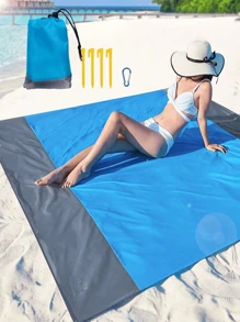 Extra Large Anti-Sand Beach Blanket, 55''*78'' Extra Large Beach Mat, Portable Picnic Mat For Traveling, Camping And Hiking, Lightweight Beach Essential Household Waterproof Mat Nylon (1 Piece )