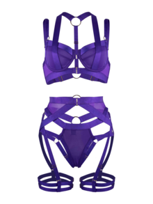 女士吊带胸罩和内裤套装性感绷带内衣套装弹力吊带罩杯肩带文胸上衣网眼