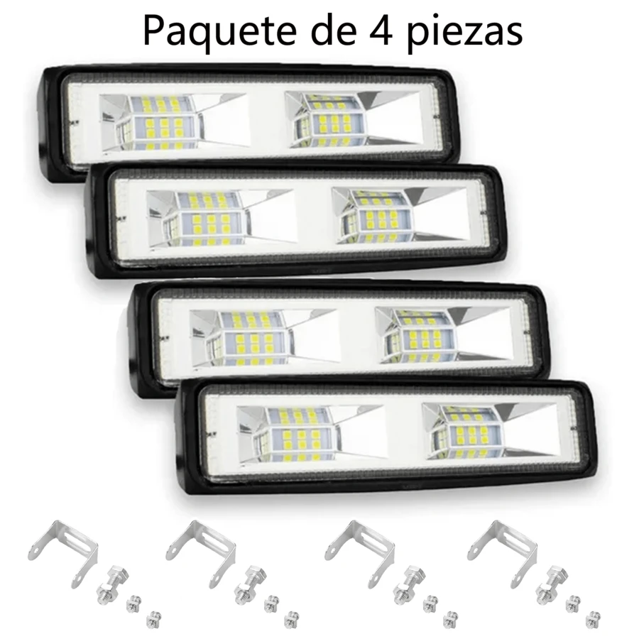 ANTSAY 4 Barras de Luces LED para automóvil, Paquete Faros LED con Foco de Alta Intensidad y luz estroboscópica de 48w 16 LED, Ideal para Motocicleta, automóvil, automóvil, camión - 4PK - Ver 1