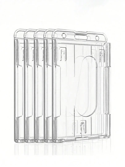 2pcs Hard Plastic Badge Holder, Clear ID Badge Business Card Holder With Convenient Thumb Slot For 2 Cards Vertical/Horizontal Style For Exhibit IDs Employee Name Tags Passes ID Cards Bus Protective Sleeves Custom Inserts Lightweight Portable, Credit Cards, ID Cards, White Collar Workers Holidays, Anniversaries, School, Home & Office Supplies,School Supplies,Back To School