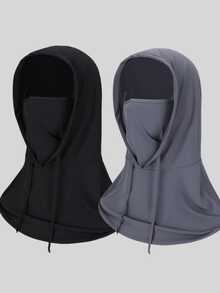 1 件男女通用冰丝遮阳拉法帽 - 防紫外线全脸罩，适合骑行 - 透气、无缝、可调节颈围围巾，带抽绳，户外摩托车骑行自行车钓鱼头饰帽子，带挂耳，女士防晒面罩，男士骑行风帽，滑雪面罩