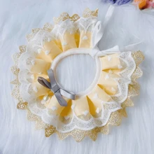 1pc Cute Bib Collar, Cat Dog Drool Towel, Teddy Bib, Round Neck Scarf, Samoyed Sweet Lace Bib
