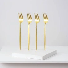 2/4/6/12pcs Gold Stainless Steel Fruit Forks, Suitable For Home Afternoon Tea, Cake, Fruit, Dessert - Gold - View 4