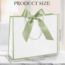 2 pezzi/12 pezzi Eleganti borse regalo con fiocchi e nastri - borse in carta bianca di grande capacità, adatte per Ognissanti, Ringraziamento, Natale, Capodanno, matrimonio, compleanno, borse di shopping di colore solido semplice, piccole imprese, festa per la doccia nuziale, festa di benvenuto a casa, forniture per feste di vacanza