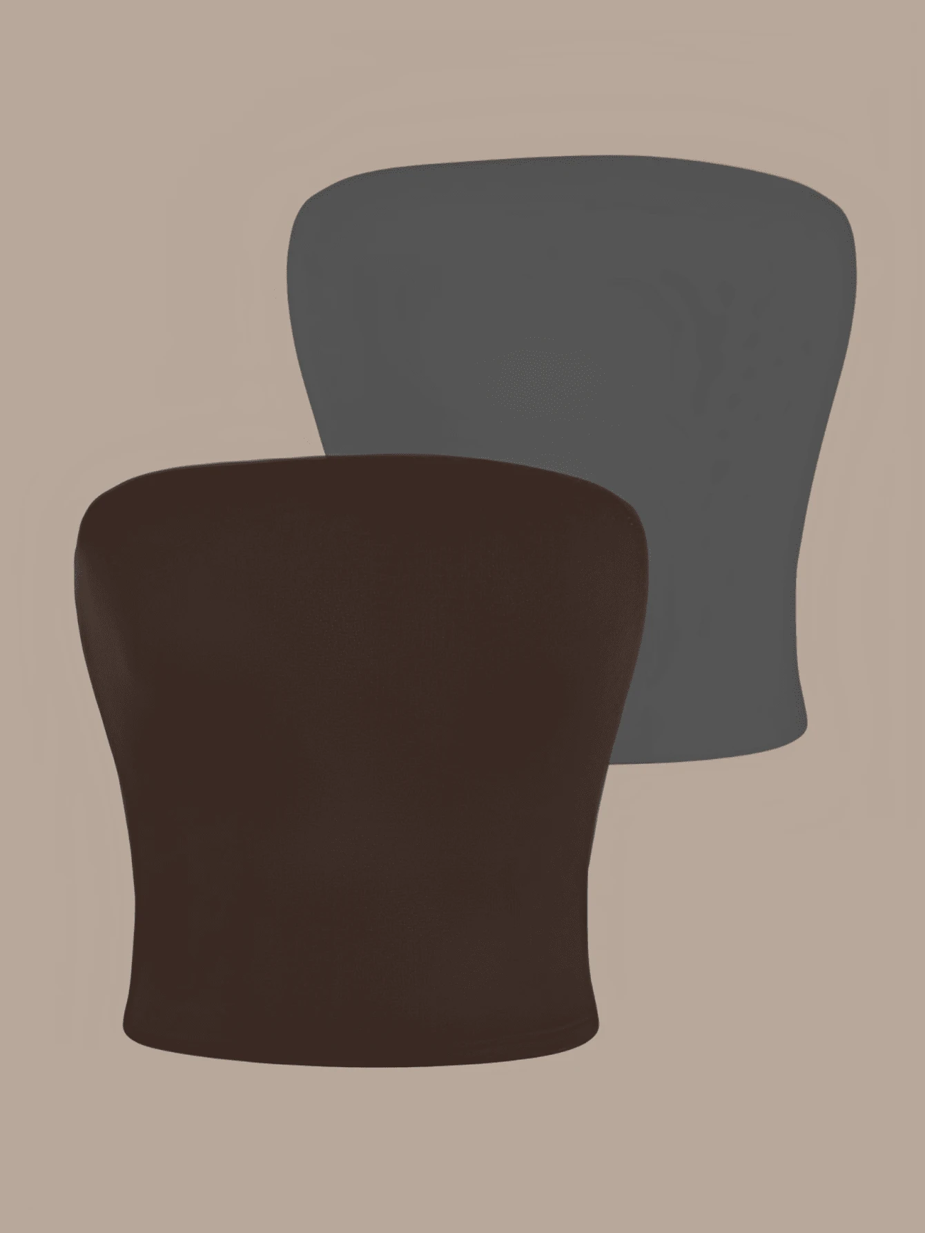 2 Women's Cropped Tube Top Without Straps And Without Basic Pads Double Layer Of Suplex Slim Fit Shaper Strapless - 深灰色 - 查看 1