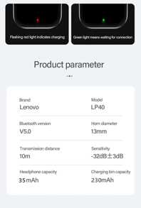 Lenovo Thinkplus LP40 Headphones Wireless Bluetooth 5.0 Sports Noise Canceling Headphones Chinese Package