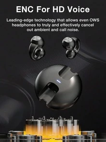 GENAI 开放式耳机真无线耳机，200mAh 电池和超长播放时间，耳夹式耳塞内置麦克风和耳钩，IPX5 运动耳机，适合音乐